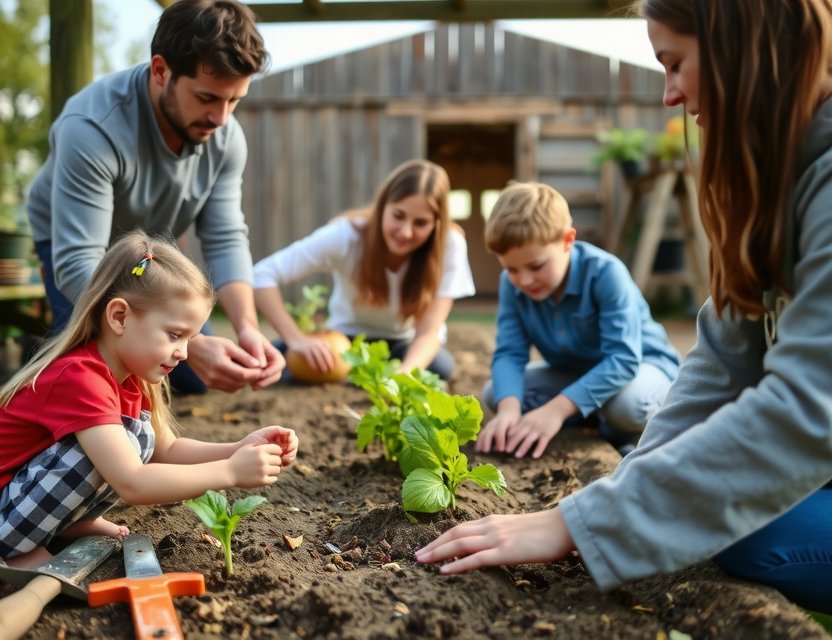Participants in sustainable gardening workshop at Playhumeho, hands in soil with plants